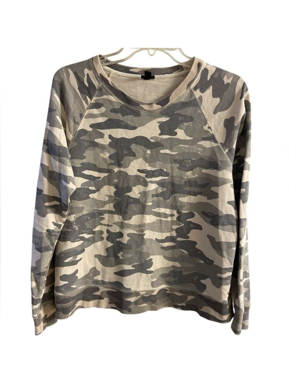 J Crew Black Label Sweatshirt Camo Beige Cotton Medium